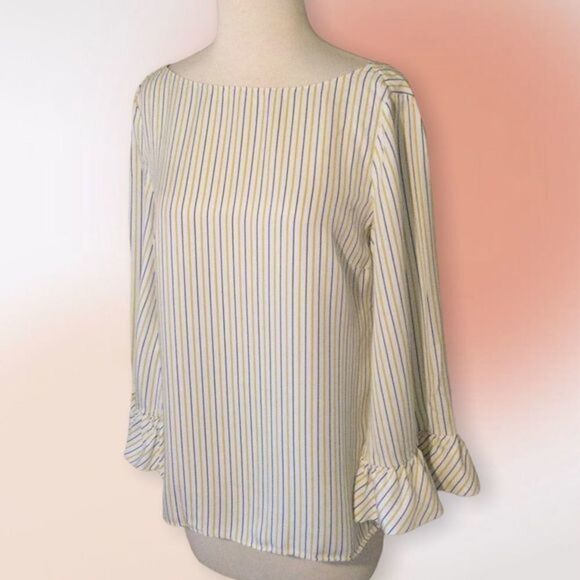 Massimo Dutti‎ Ruffled Sleeve Striped Top Size 4 - Picture 3 of 13